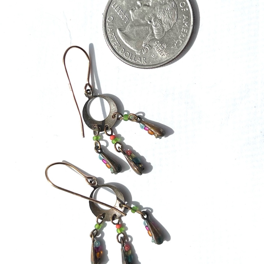 Artisan Multicolor Bohemian Beaded Dangle Earrings - Picture 5 of 7